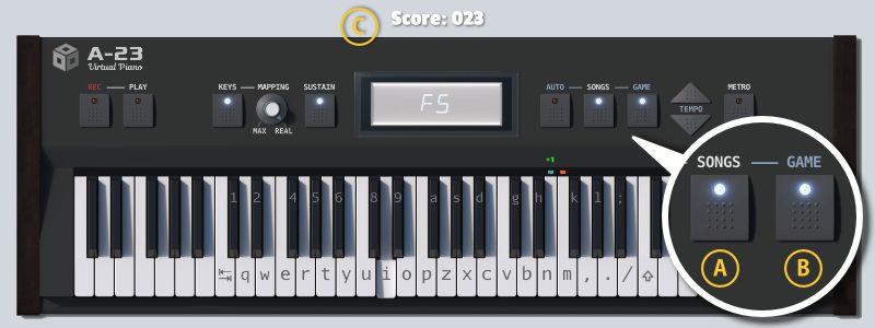 Cabecear conjunto medida Piano Virtual | El juego de piano online más realista